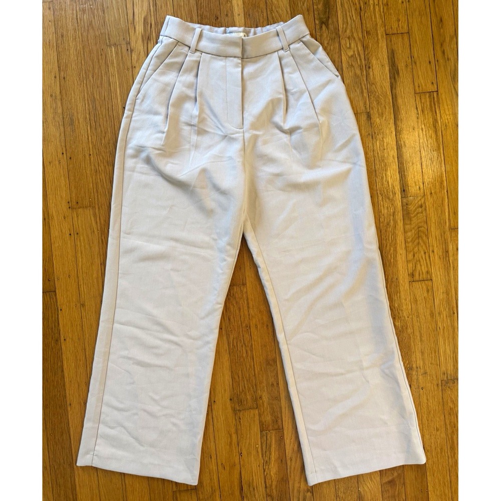 Abercrombie Curve Love Tailored Pleated Wide Leg Trouser Pant 26/2S Cream